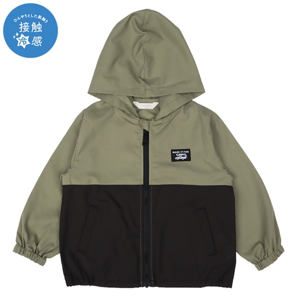 [キッズ]パーカー　接触冷感 カーキ カーキ 100cm