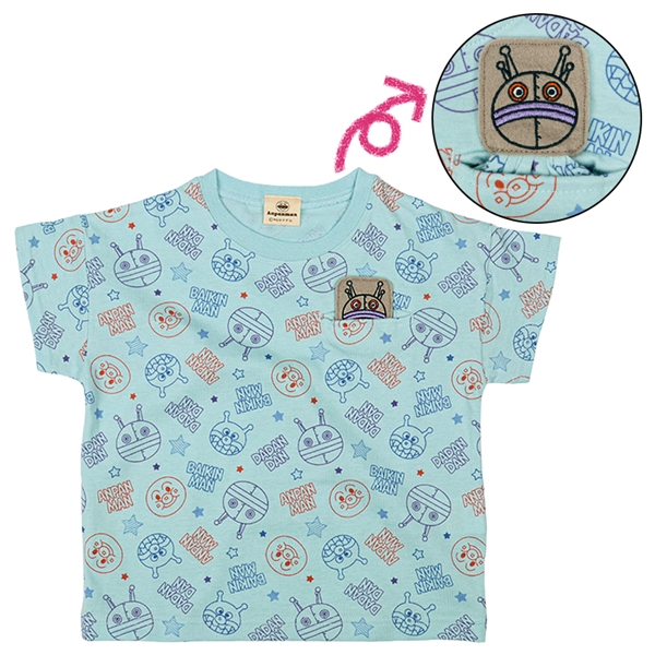 [ベビー]かくれんぼＴシャツ　アンパンマン　サックス サックス 80cm