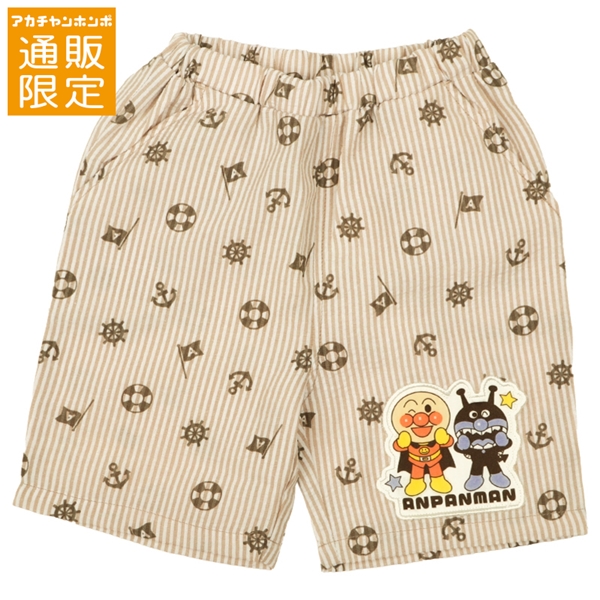 【通販限定】[キッズ]総柄ハーフパンツ　アンパンマン　ベージュ ベージュ 100cm