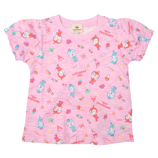 [ベビー]レトロ総柄Ｔシャツ　アンパンマン　ローズ ローズ 80cm