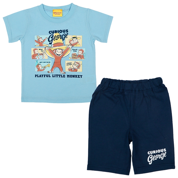 [キッズ]Ｔスーツ　おさるのジョージ　サックス サックス 100cm