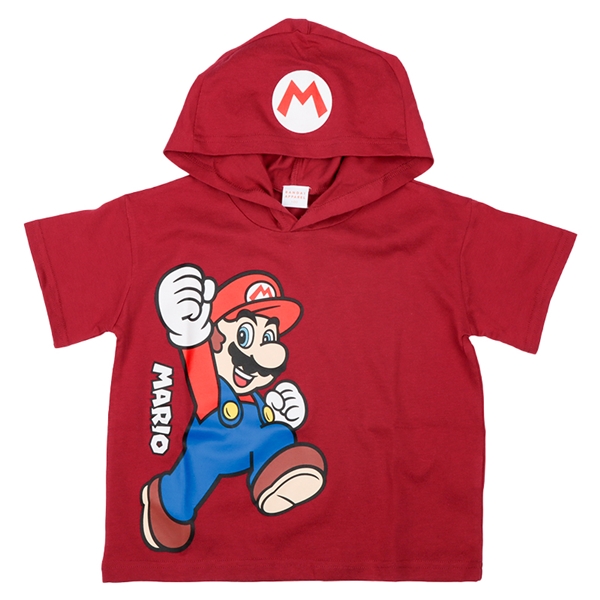 [キッズ]半袖パーカーＴシャツ　スーパーマリオ　レッド レッド 100cm