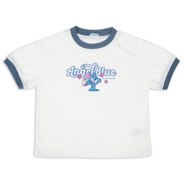 [130~150cm]リンガーＴシャツ　エンジェルブルー　オフホワイト オフホワイト 130cm