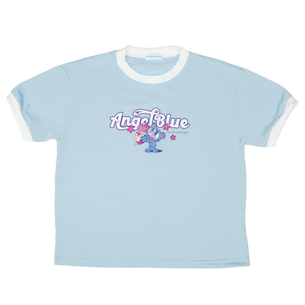 [130~150cm]リンガーＴシャツ　エンジェルブルー　サックス サックス 130cm