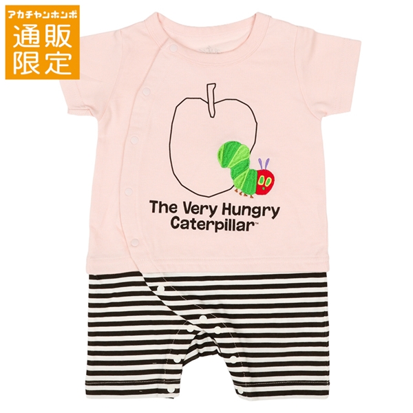 【SALE】【通販限定】リンゴ柄カバーオール　はらぺこあおむし　ピンク ピンク 70cm