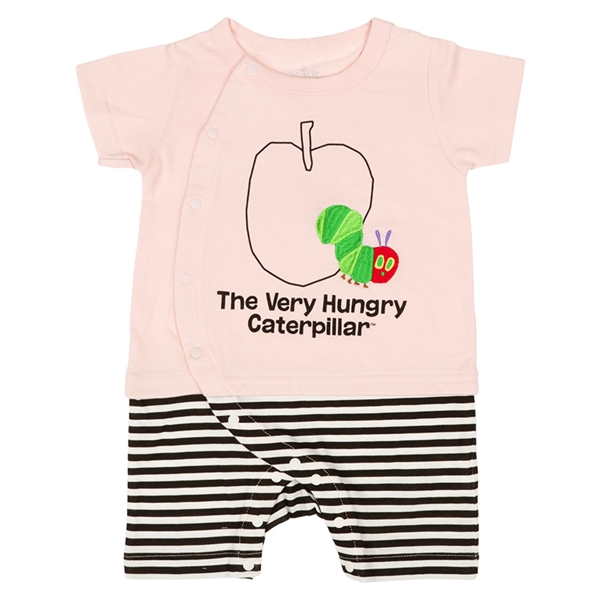 リンゴ柄カバーオール　はらぺこあおむし　ピンク ピンク 60cm