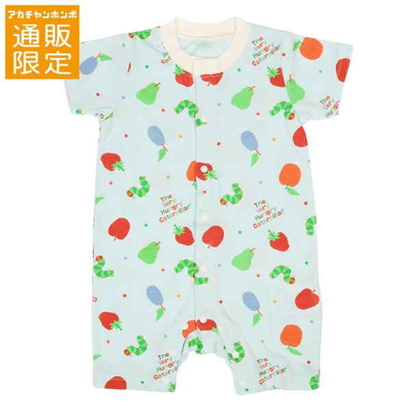 【通販限定】総柄カバーオール　はらぺこあおむし　サックス サックス 60cm