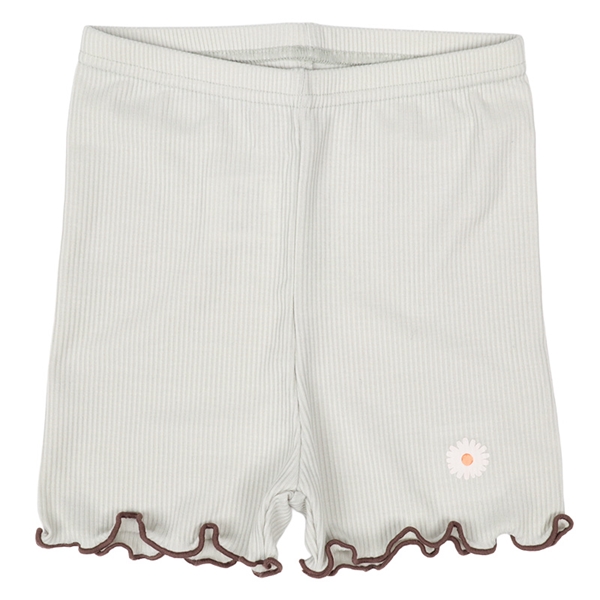 [キッズ]１分丈スパッツ　リブ　花　グリーン グリーン 100cm