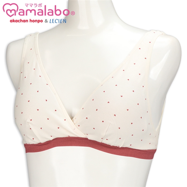 ラクラク授乳ハーフトップ　ハート柄(ホックタイプ)　レッド レッド M