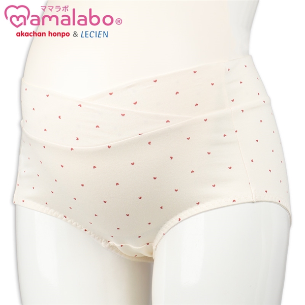 ショーツ産後も使える仕様　ラクラク　ハート柄　レッド レッド M~L