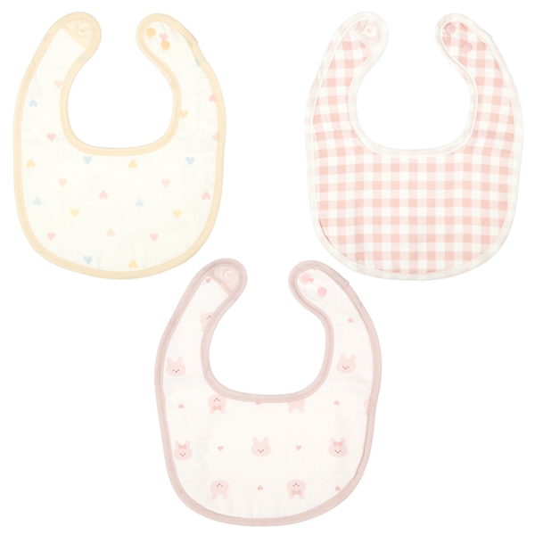 スタイ３枚組ガーゼ＆タオル　ピンク ピンク 70~95cm