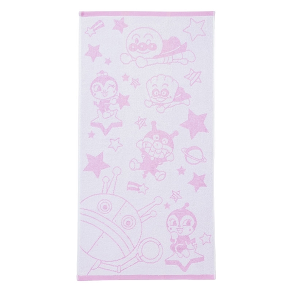 ふわふわミニバスタオル アンパンマン おほしさま柄 ピンク 50×100cm ピンク