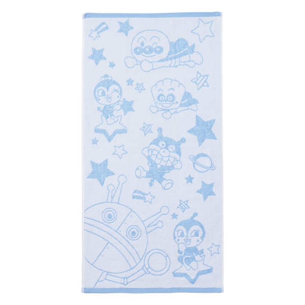 ふわふわミニバスタオル アンパンマン おほしさま柄 ブルー 50×100cm ブルー