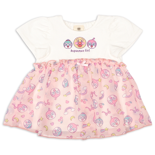 [ベビー]シフォン切替Ｔシャツ　アンパンマン　ピンク ピンク 80cm
