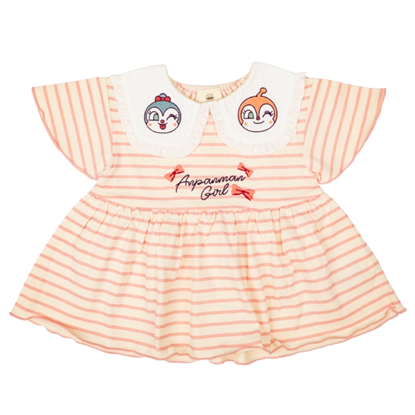 [ベビー]刺繍襟Ｔシャツ　アンパンマン　ピンク ピンク 80cm