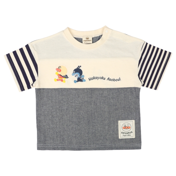 [キッズ]半袖切替Ｔシャツ　アンパンマン　オフホワイト オフホワイト 100cm