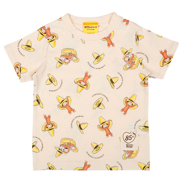 [キッズ]半袖Ｔシャツ　総柄　おさるのジョージ アイボリー 100cm
