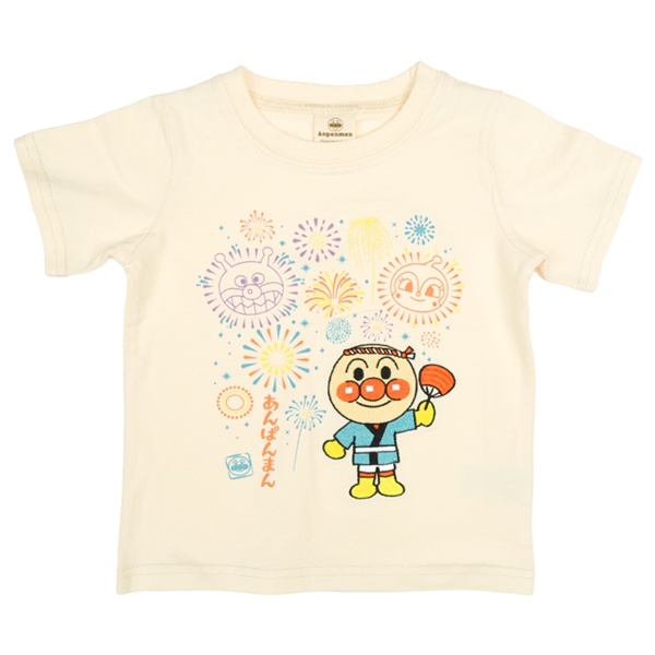 [ベビー]半袖和柄Ｔシャツ　刺繍　アンパンマン　アイボリー アイボリー 80cm
