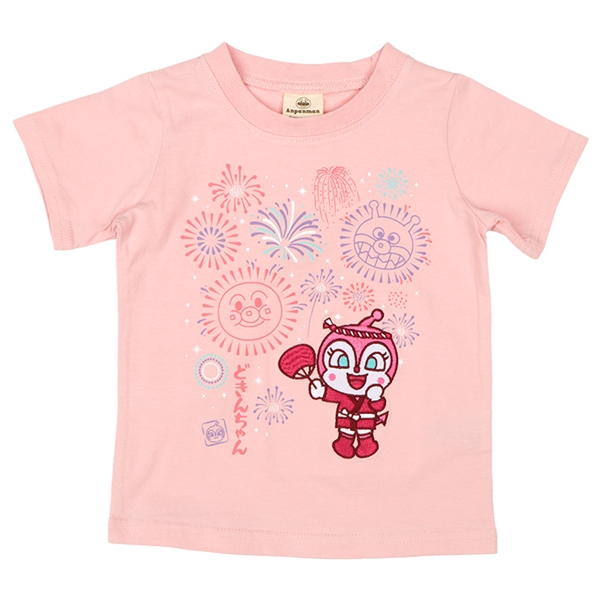 [ベビー]半袖和柄Ｔシャツ　刺繍　アンパンマン　ピンク ピンク 80cm
