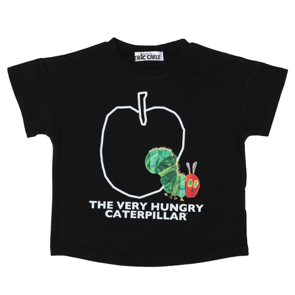 [キッズ]半袖Ｔシャツ　はらぺこあおむし　ブラック ブラック 100cm
