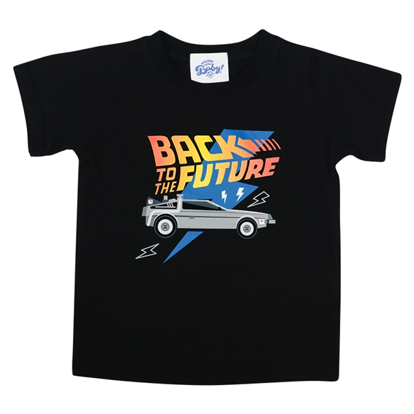 [ベビー]半袖Ｔシャツ　バックトゥザフューチャー　ブラック ブラック 80cm