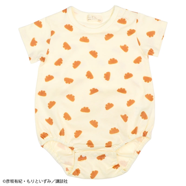 半袖ロンパース　パンどうぞ　総柄 アイボリー 70cm