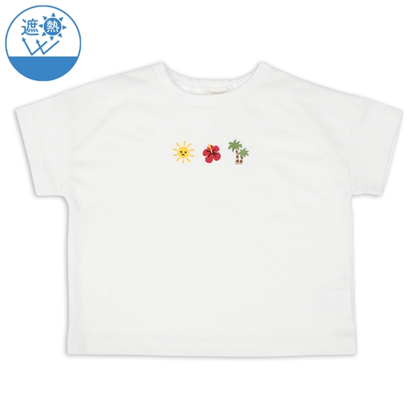 [ベビー]半袖　Ｔシャツ　遮熱　刺しゅう オフホワイト オフホワイト 70cm