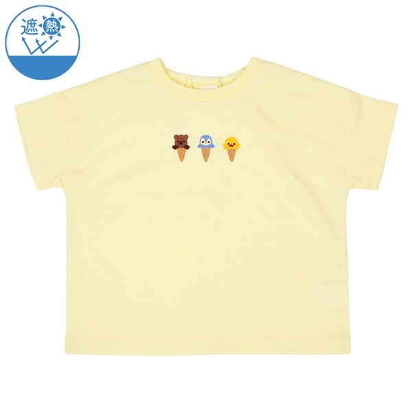 [ベビー]半袖　Ｔシャツ　遮熱　刺しゅう イエロー イエロー 70cm