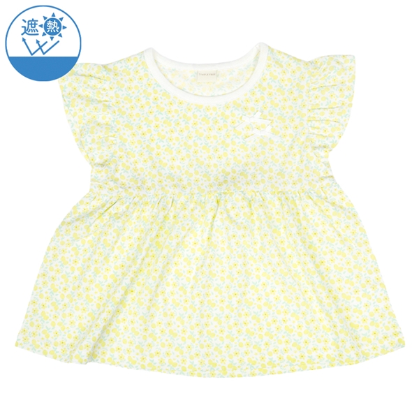 [キッズ]半袖　チュニック　遮熱　切替　イエロー イエロー 100cm