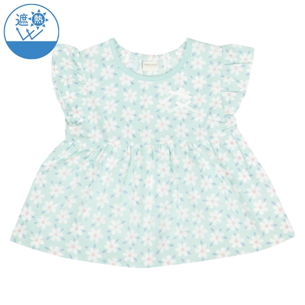 [ベビー]半袖　チュニック　遮熱　切替　サックス サックス 70cm