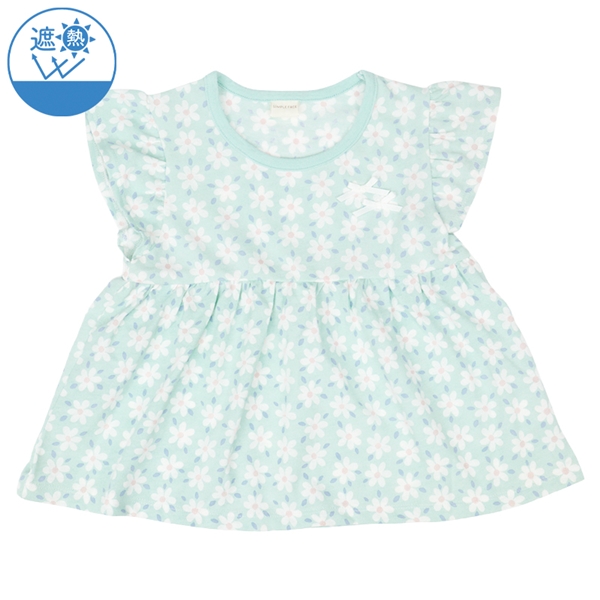 [キッズ]半袖　チュニック　遮熱　切替　サックス サックス 100cm