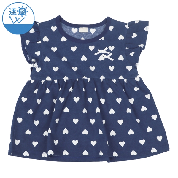 [キッズ]半袖　チュニック　遮熱　切替　ネイビー ネイビー 100cm