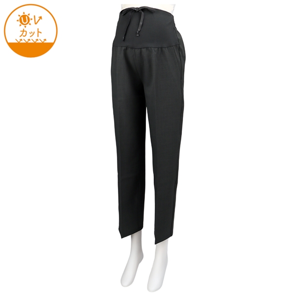 麻調合繊 ストレートパンツ チャコールグレー チャコールグレー M