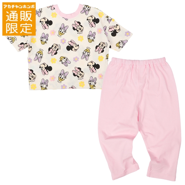 【通販限定】[ベビー]前後なし７分袖パジャマ　ミニー　ピンク ピンク 80cm