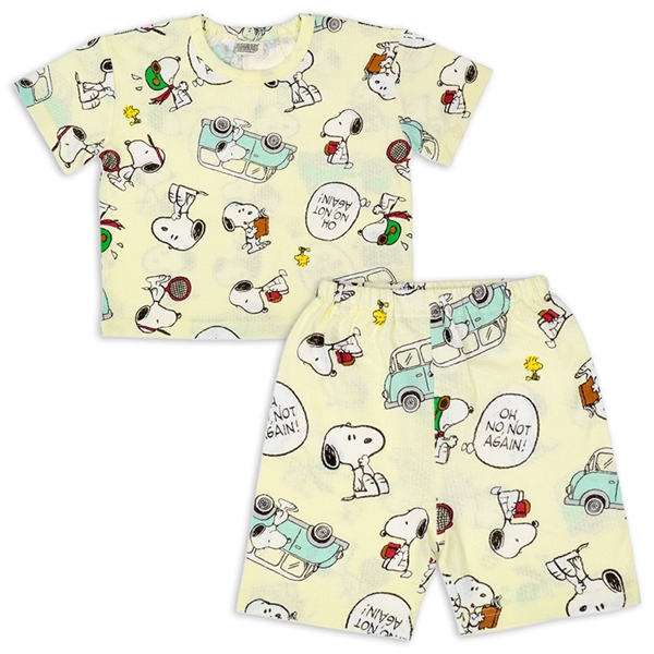 [キッズ]半袖総柄パジャマ　スヌーピー　オフホワイト オフホワイト 100cm