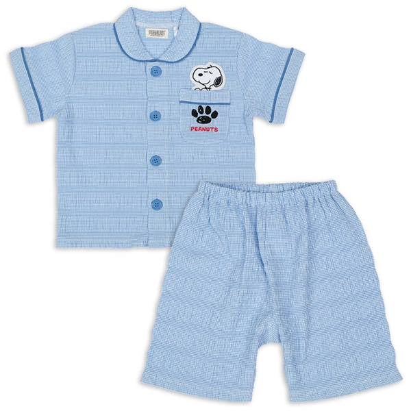 [ベビー]襟付きルームウェア　スヌーピー　ブルー ブルー 80cm