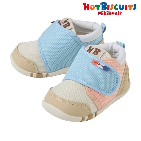 [11.5～13.5cm] ファーストベビーシューズ ホワイト×ブルー[ミキハウス　ホットビスケッツ] ホワイト×ブルー 11.5cm