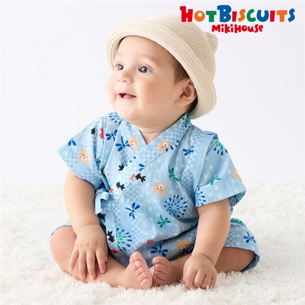 [ベビー] 甚平オール ストームブルー[ミキハウス　ホットビスケッツ] ストームブルー 60~70cm