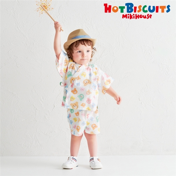 [キッズ] 甚平スーツ ホワイト[ミキハウス　ホットビスケッツ] ホワイト 100cm