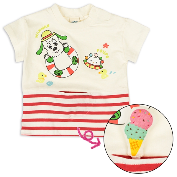 [ベビー]飛び出しアップリケTシャツ　いないいないばあっ！ ホワイト 80cm