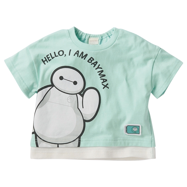 [ベビー]半袖Tシャツ　レイヤード風　ベイマックス　ペパーミント ペパーミント 80cm