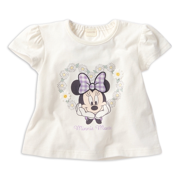 [ベビー]半袖Tシャツ　花レース　ミニー　ホワイト ホワイト 80cm