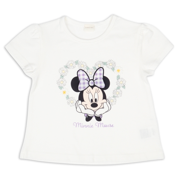 [キッズ]半袖Tシャツ　花レース　ミニー　ホワイト ホワイト 100cm