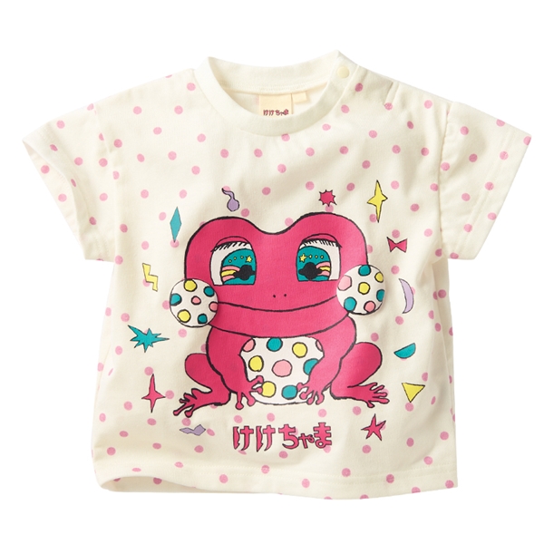 [ベビー]発砲プリントTシャツ　けけちゃま ホワイト 80cm