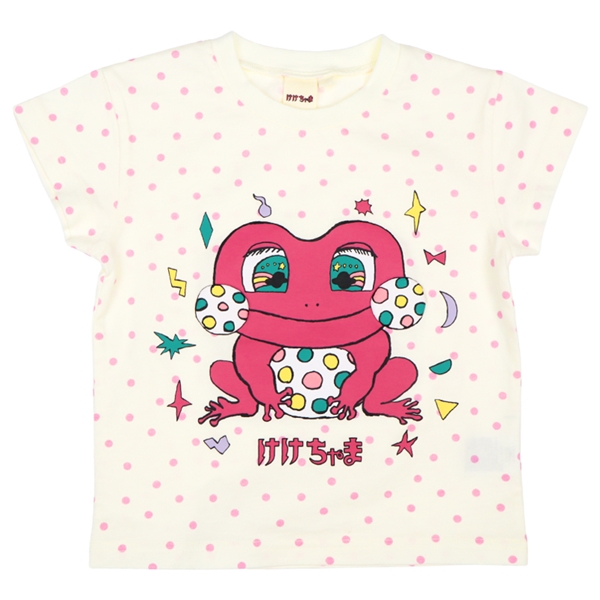 [キッズ]発砲プリントTシャツ　けけちゃま ホワイト 100cm