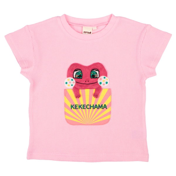 [キッズ]アップリケTシャツ　けけちゃま ピンク 100cm