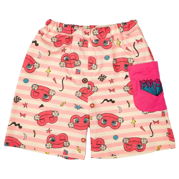 [キッズ]総柄ハーフパンツ　けけちゃま ピンク 100cm