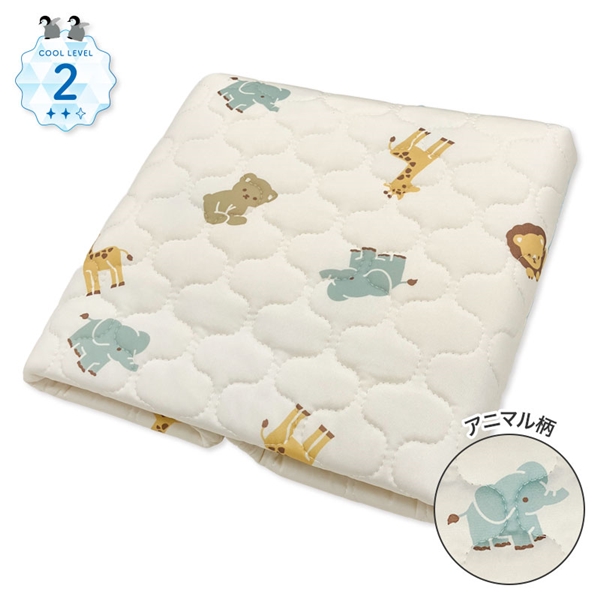 [レギュラーサイズ]さらっと快適 ひんやり敷きパッド 接触強冷感 アニマル柄 アイボリー レギュラー