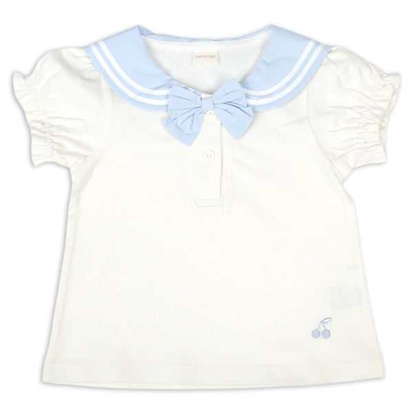 [ベビー]半袖Tシャツ　セーラー衿布帛 オフホワイト オフホワイト 80cm