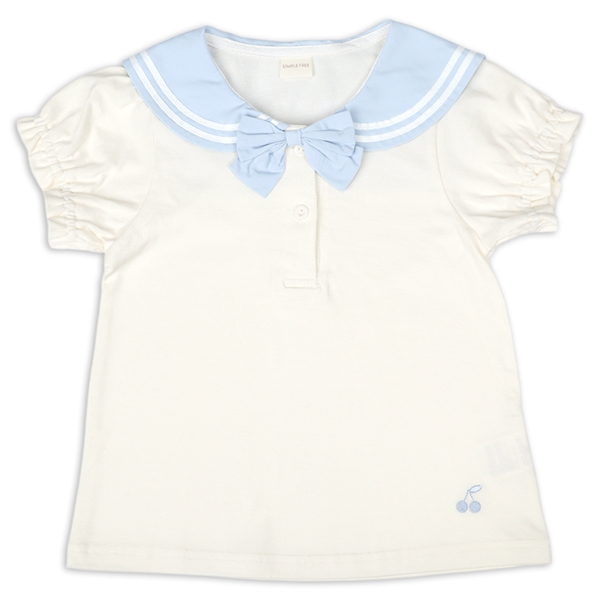 [キッズ]半袖Tシャツ　セーラー衿布帛 オフホワイト オフホワイト 100cm
